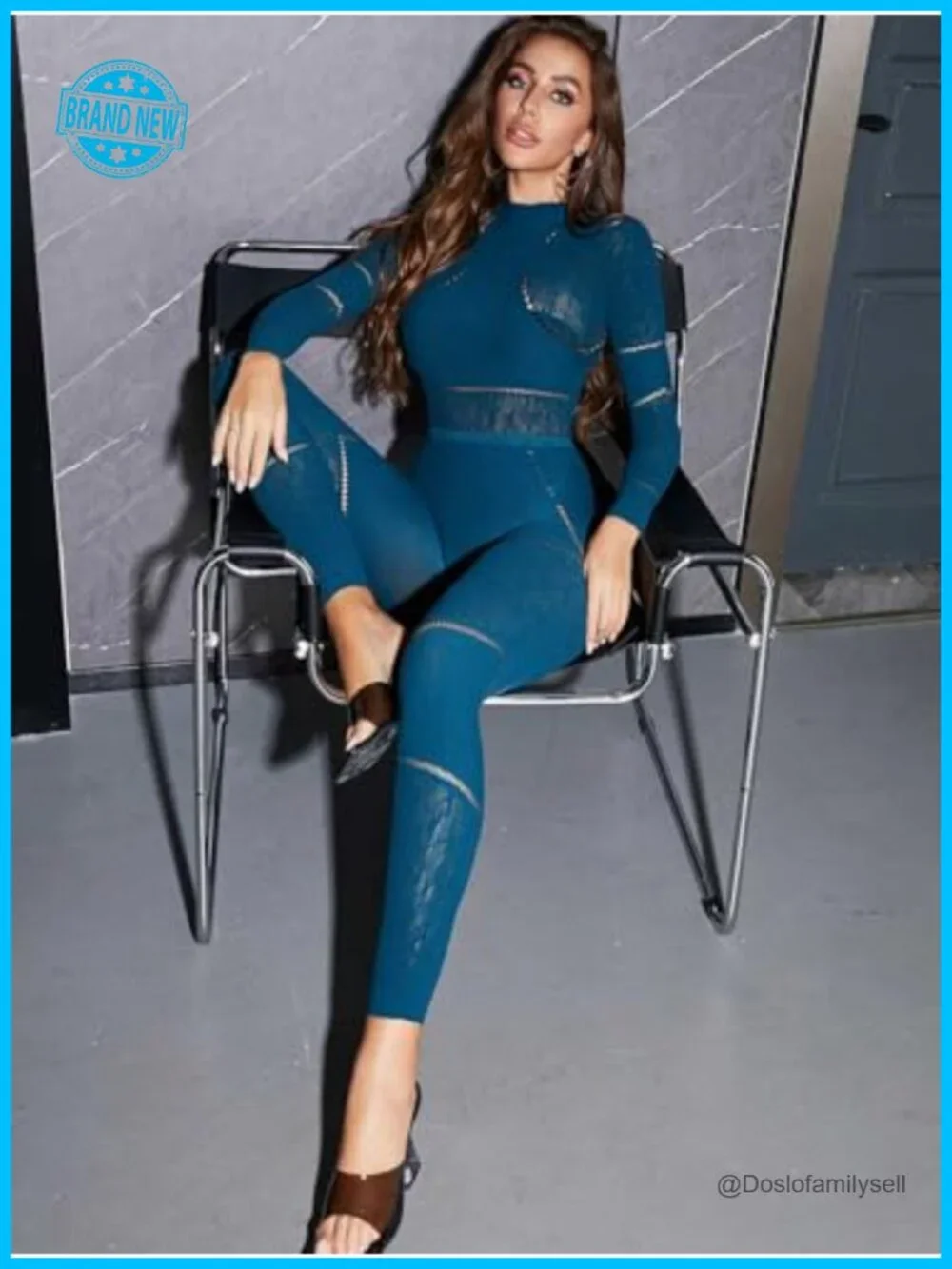 Seamless Bodysuit and Leggings Set, Mock Neck Long Sleeve Jumpsuit Outfit